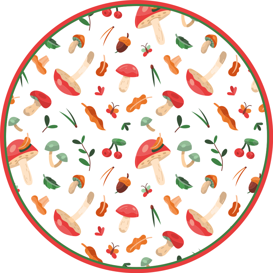 Mushroom botanical motif floral vinyl rug - TenStickers