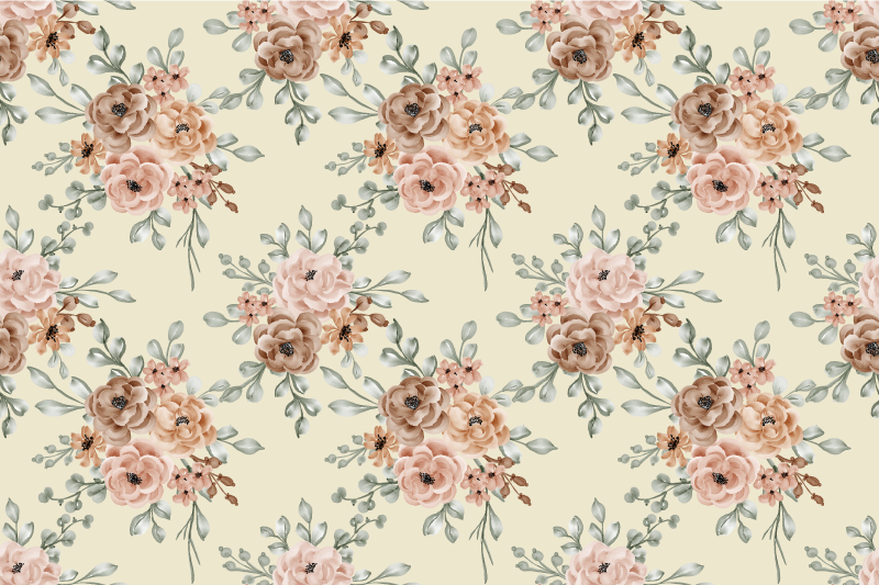 Beige nature floral vinyl rug - TenStickers