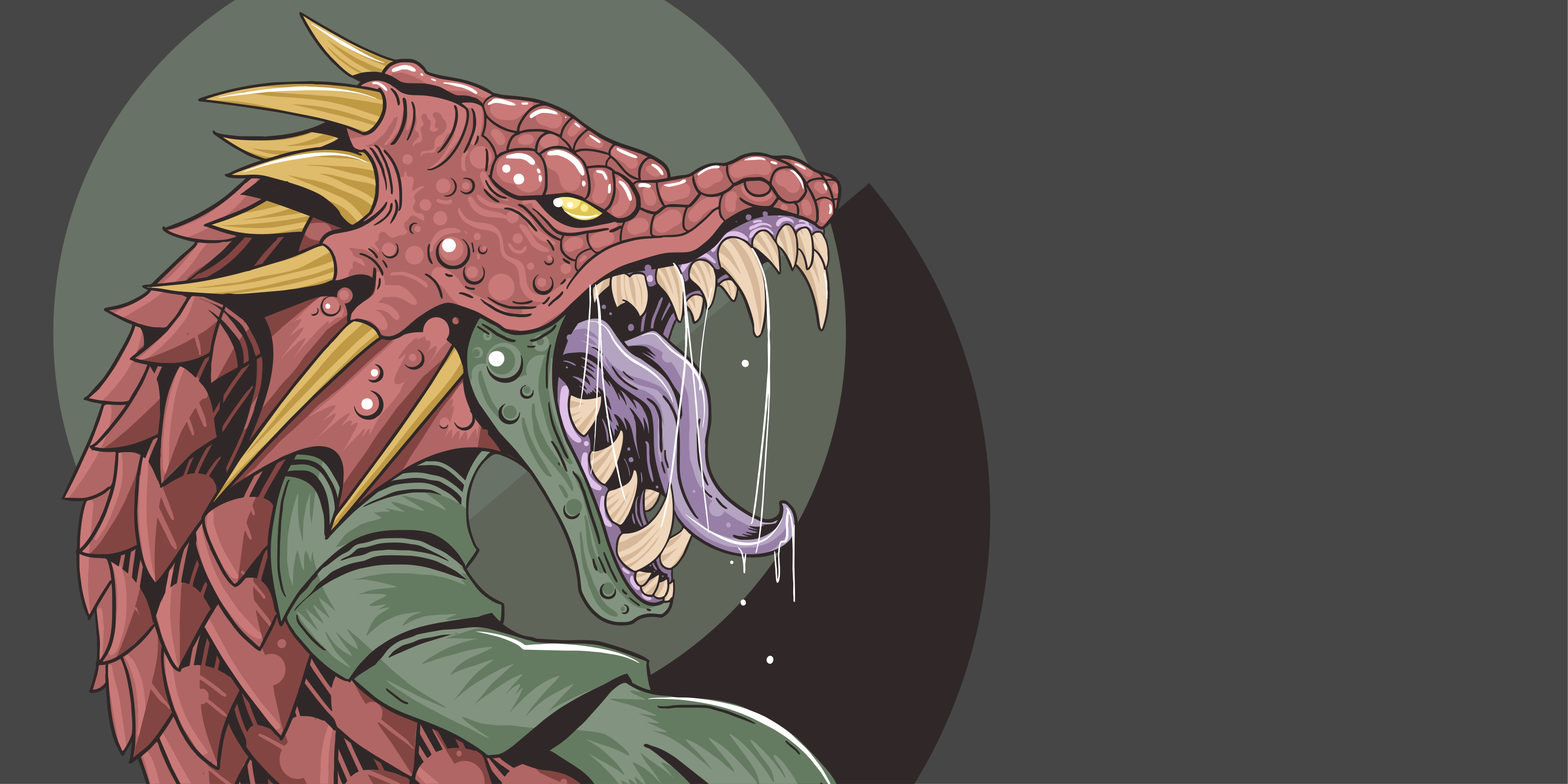 Dragon Head Illustration teen vinyl rug - TenStickers