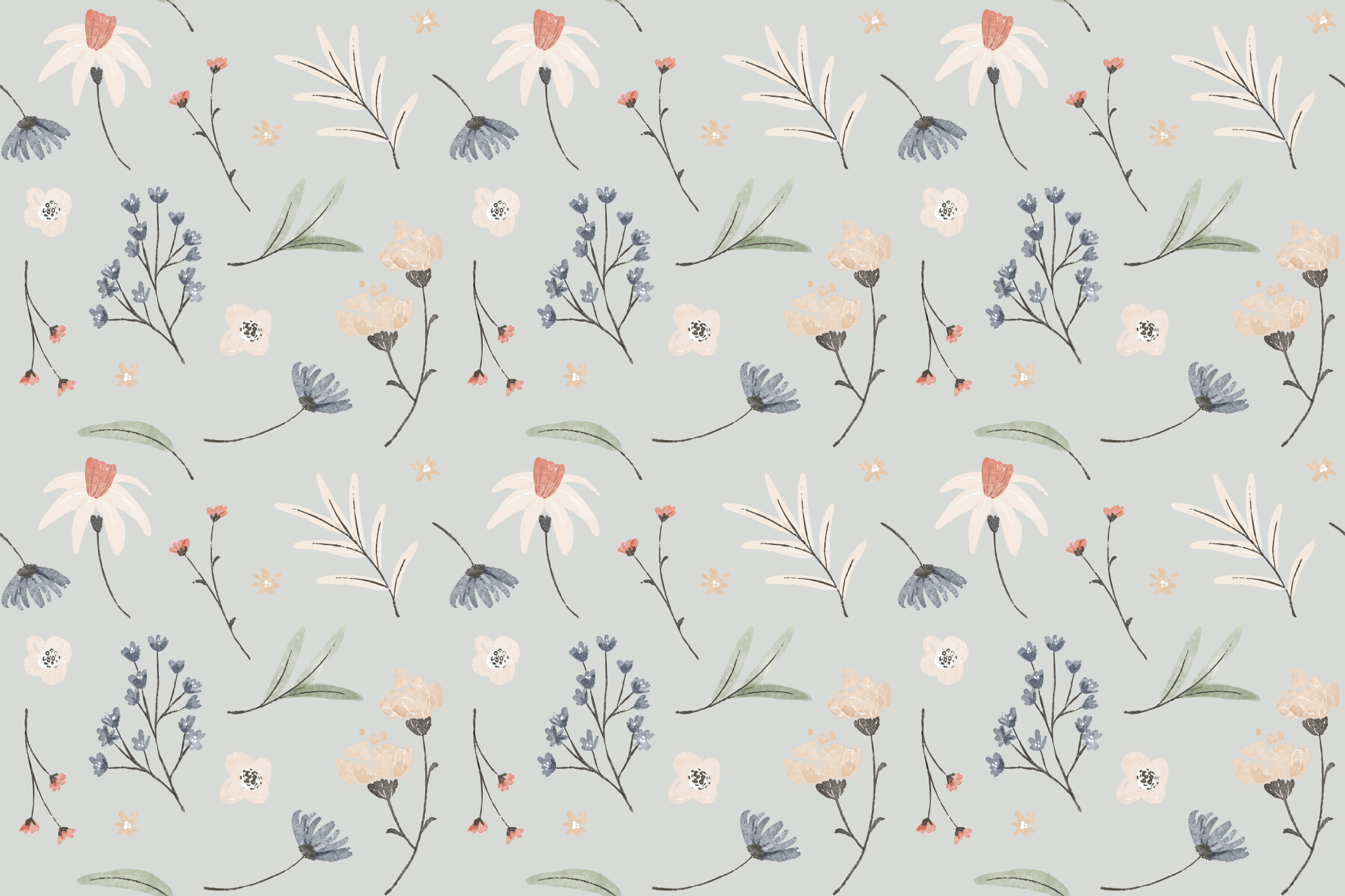 Floral leaf illustration floral vinyl rug - TenStickers