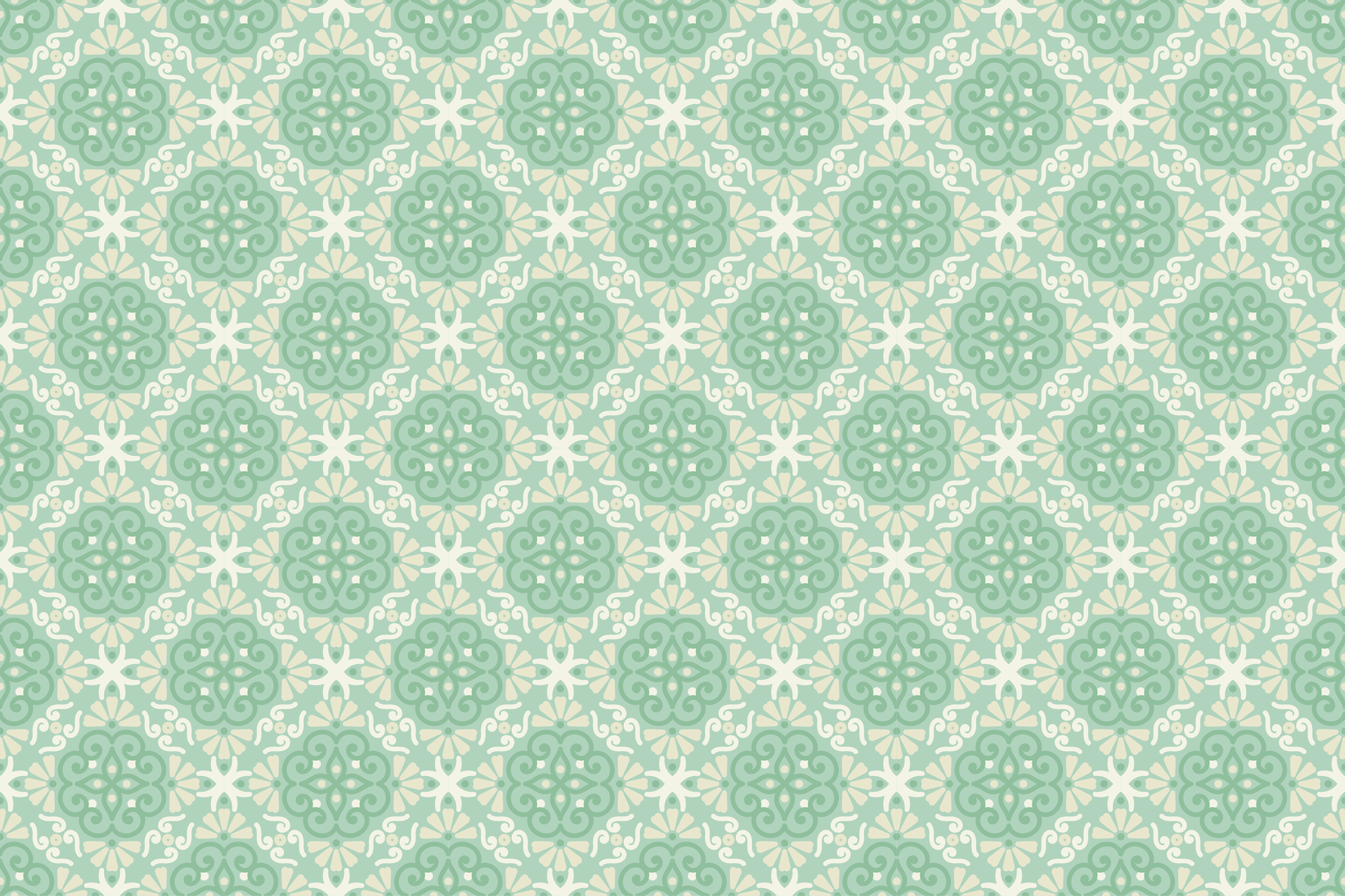Intricate Green Pattern tile vinyl rug - TenStickers