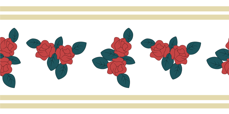 Floral Border Pattern flower rug - TenStickers