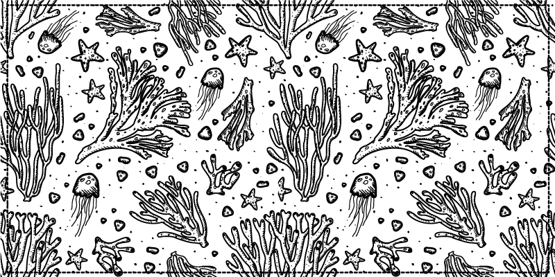 Black And White Ocean Motif Animal Rug - TenStickers
