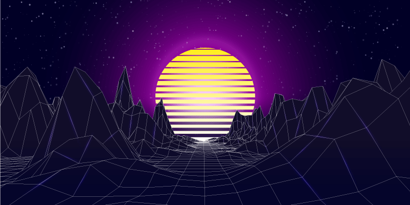 Retro Futuristic Landscape modern vinyl rug - TenStickers