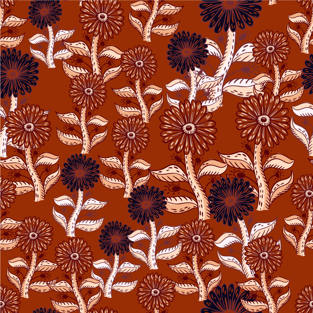Floral pattern harmony floral vinyl rug - TenStickers