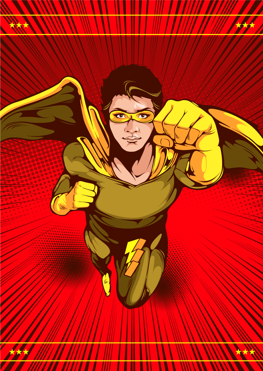 Superhero Action Pose kids vinyl rug - TenStickers