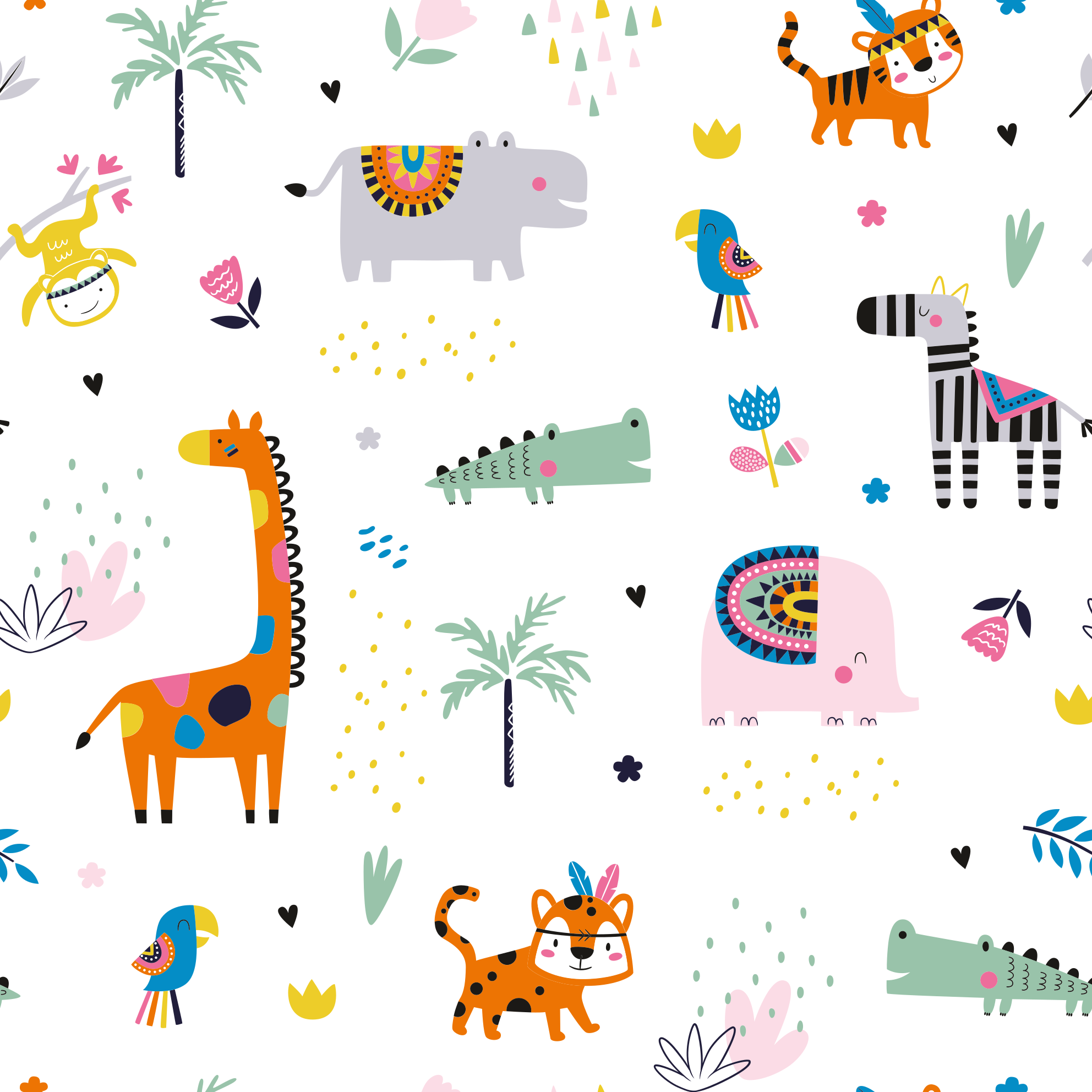 Cheerful Safari Theme kids rug - TenStickers
