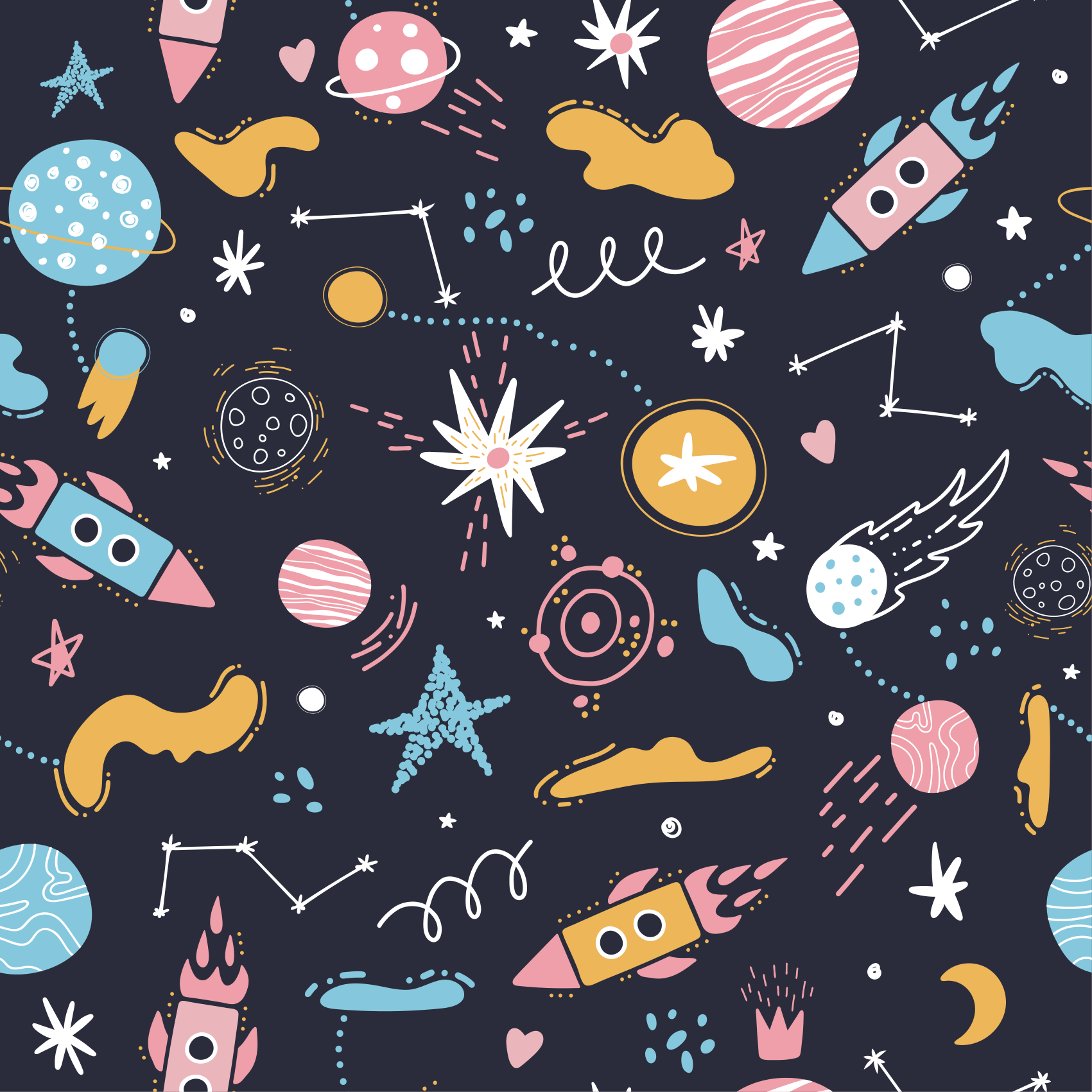 Cosmic space adventure playroom vinyl rug - TenStickers