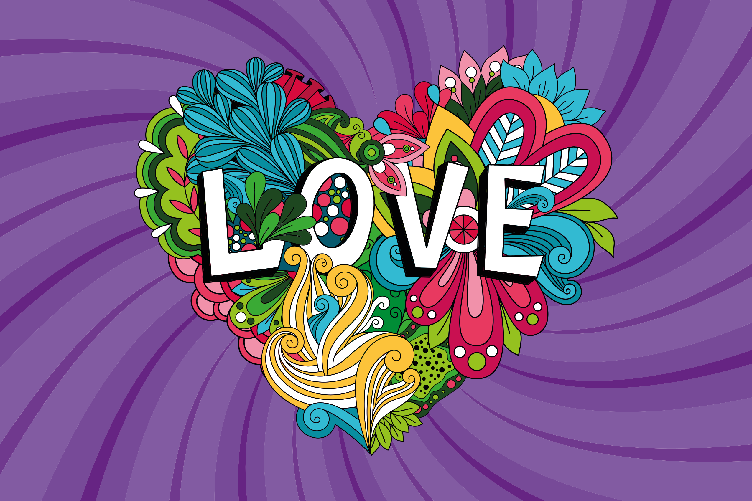 Colorful Love Illustration custom rug - TenStickers