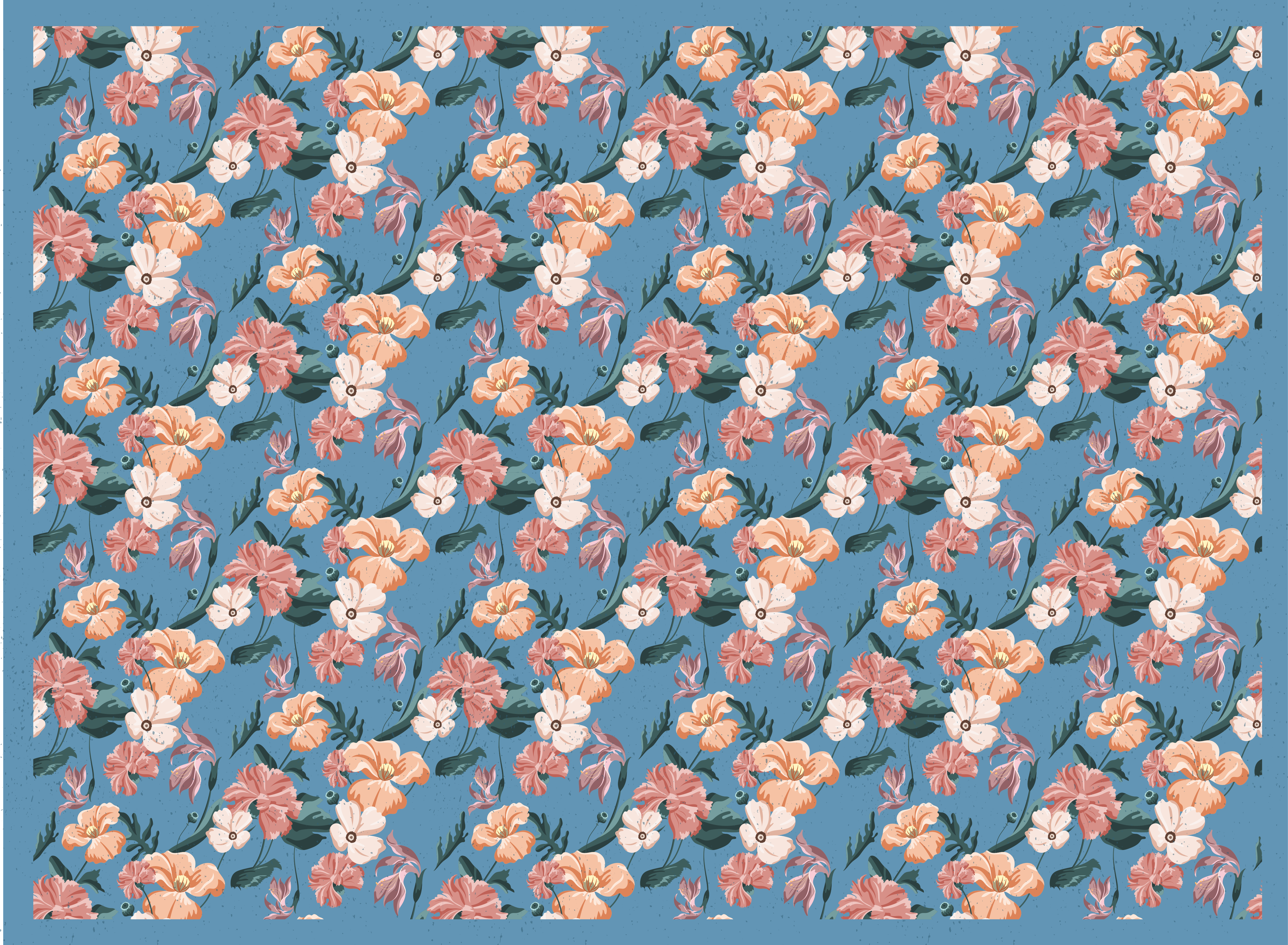 Floral bloom pattern floral vinyl rug - TenStickers