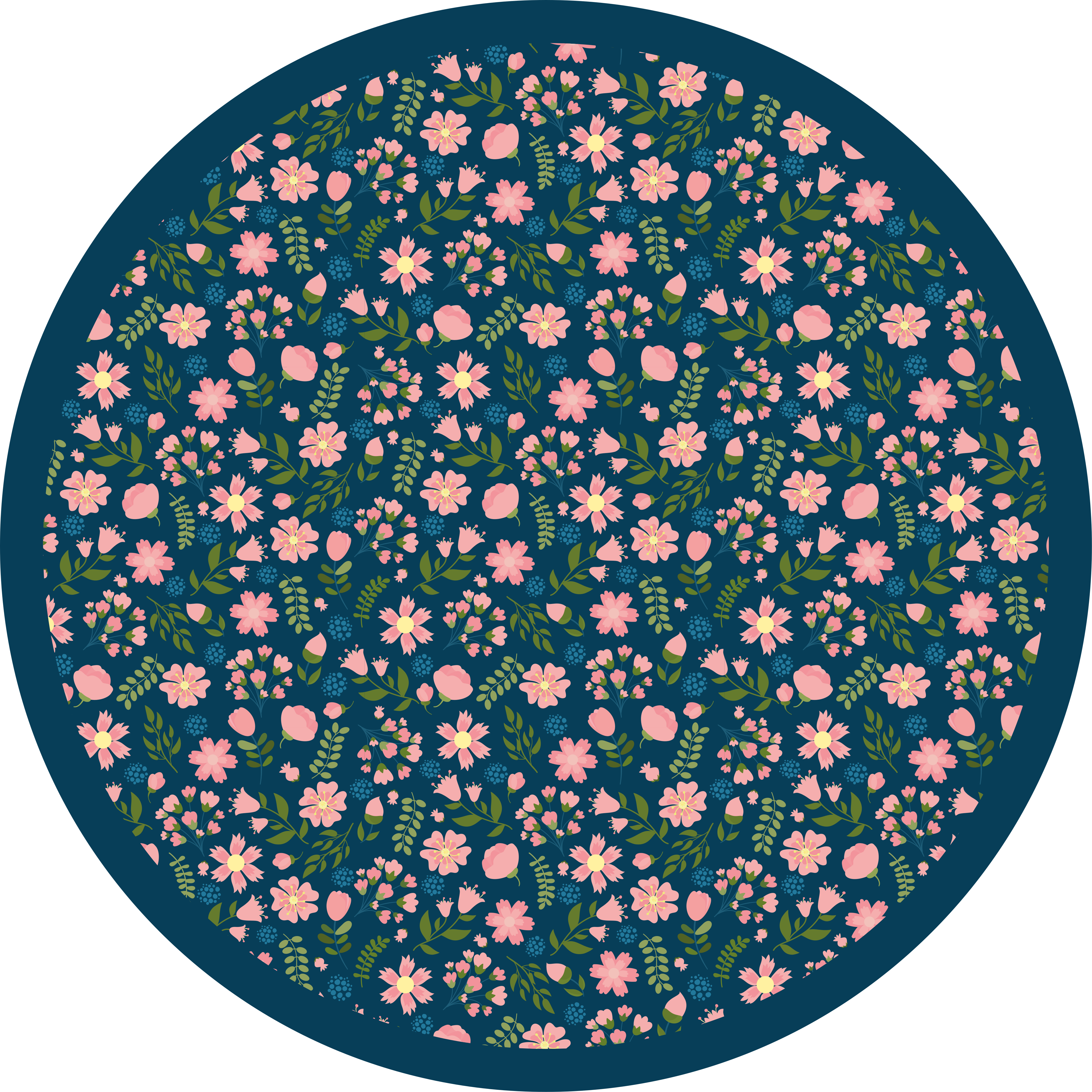 Floral Circular Pattern flower rug - TenStickers