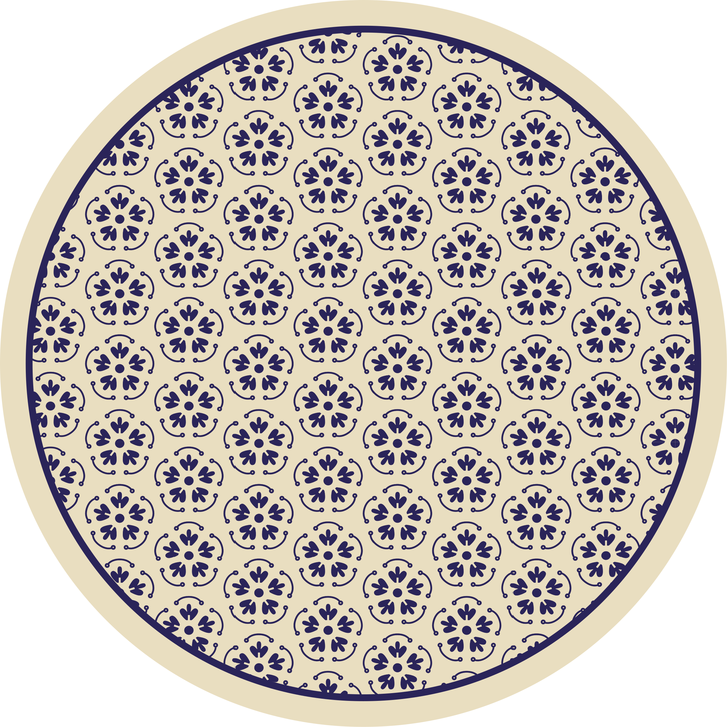Circular mosaic pattern floral vinyl rug - TenStickers