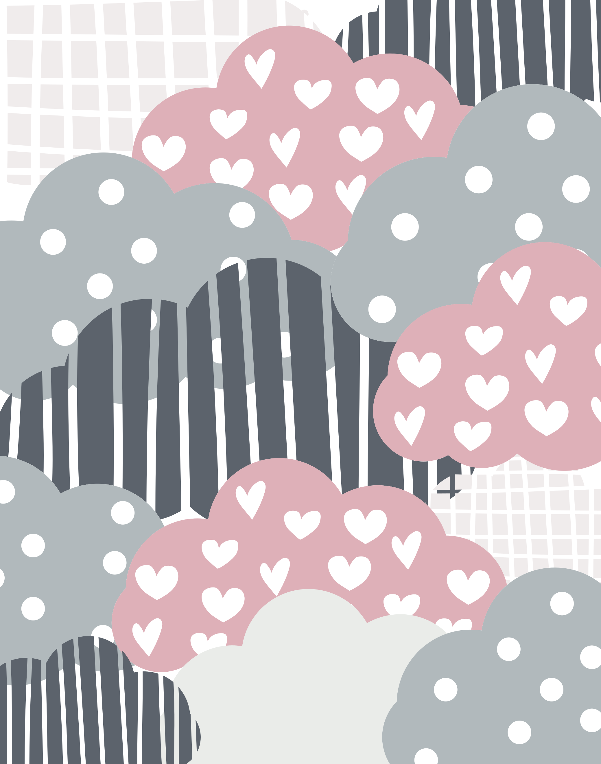 Cloudy Hearts Pattern playroom carpet - TenStickers
