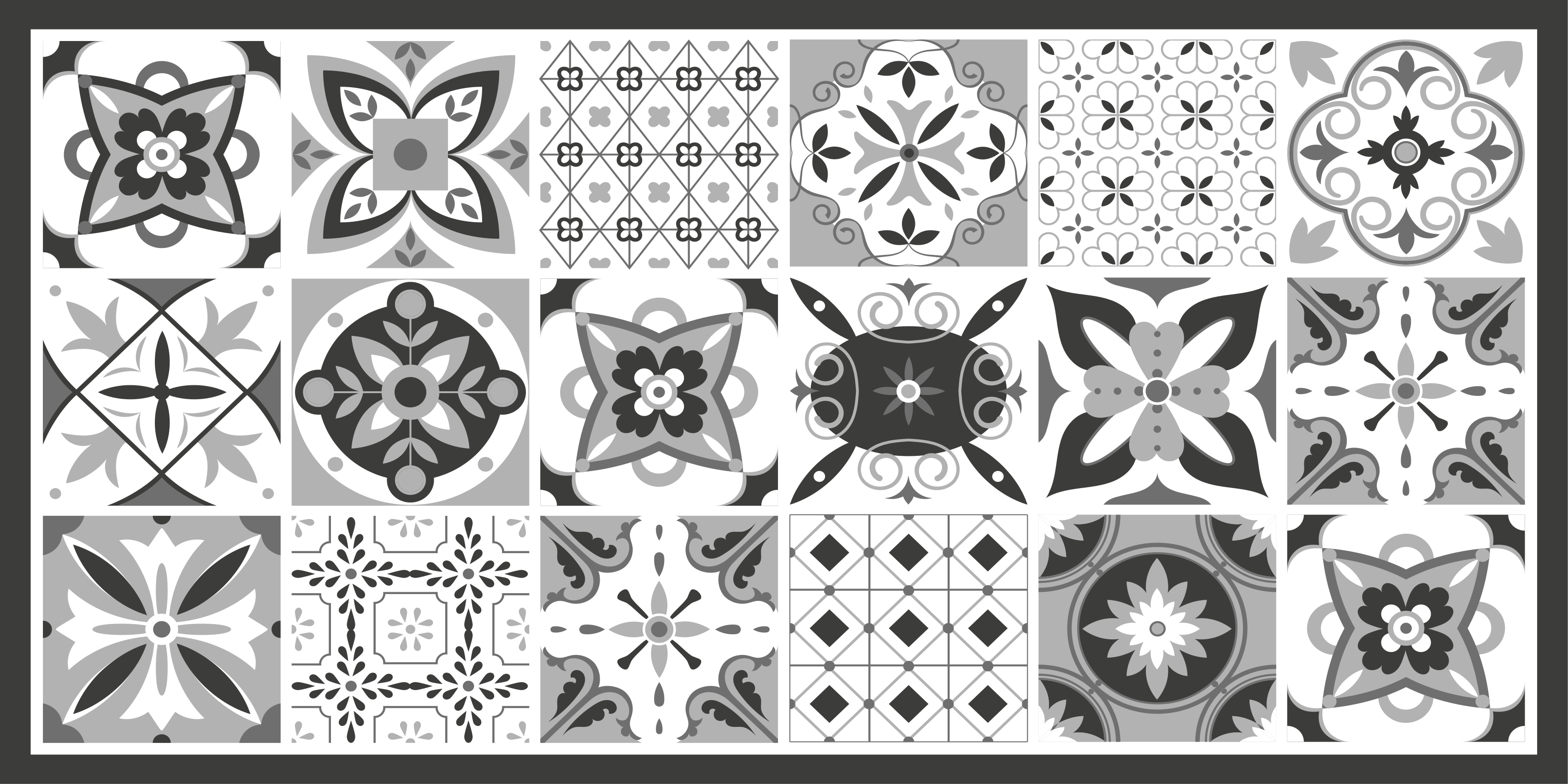 Patterned Tile Ensemble tile carpet - TenStickers