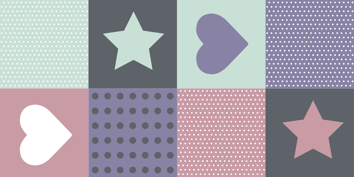 Patchwork Heart Star playroom carpet - TenStickers