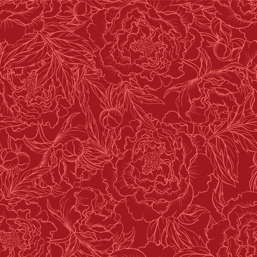 Red flower pattern floral vinyl rug - TenStickers