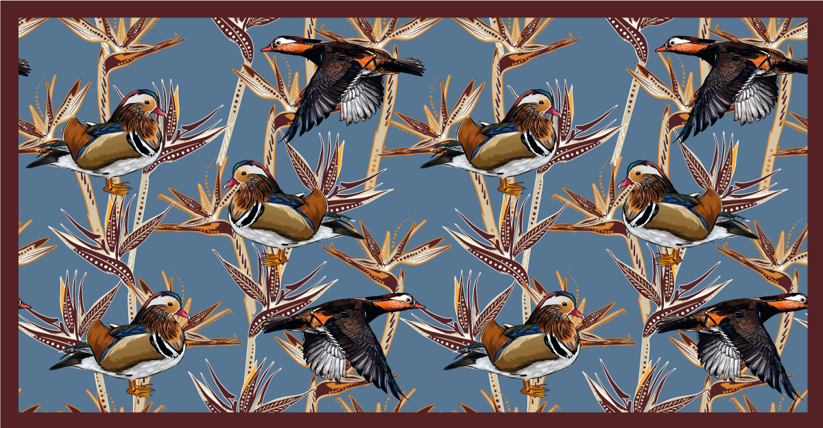 Mandarin Duck Pattern animal vinyl rug - TenStickers