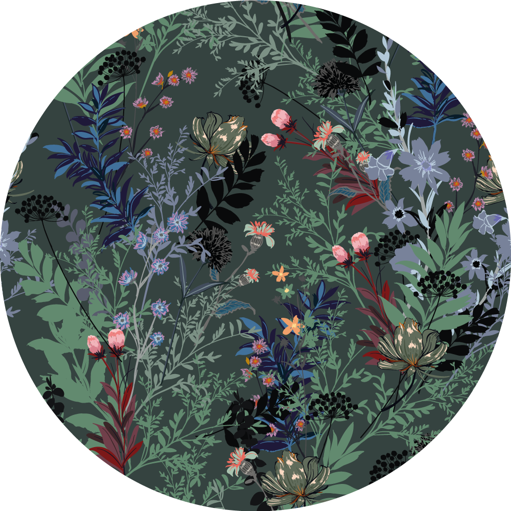 Botanical Motif floral vinyl rug - TenStickers