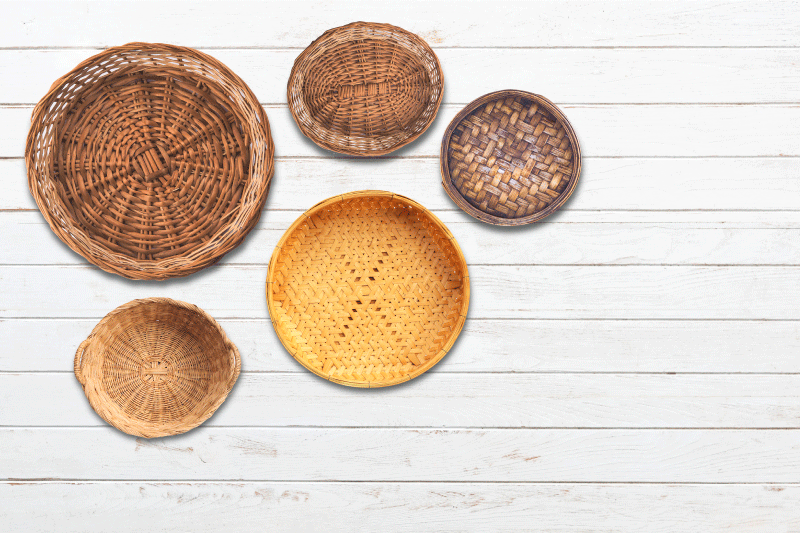 Wicker Baskets Wooden Texture - TenStickers