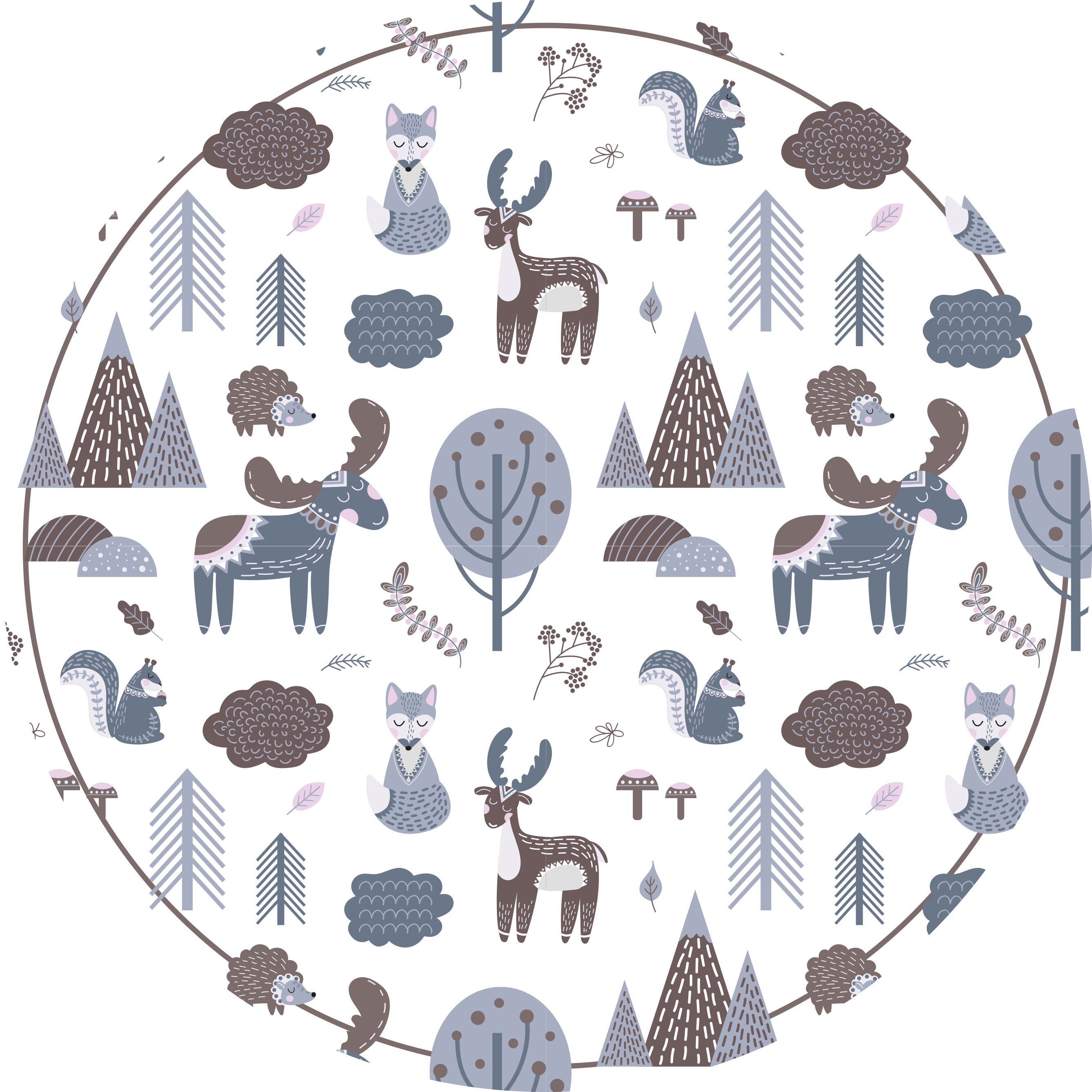 Vinyl rug with Nordic animals - TenStickers
