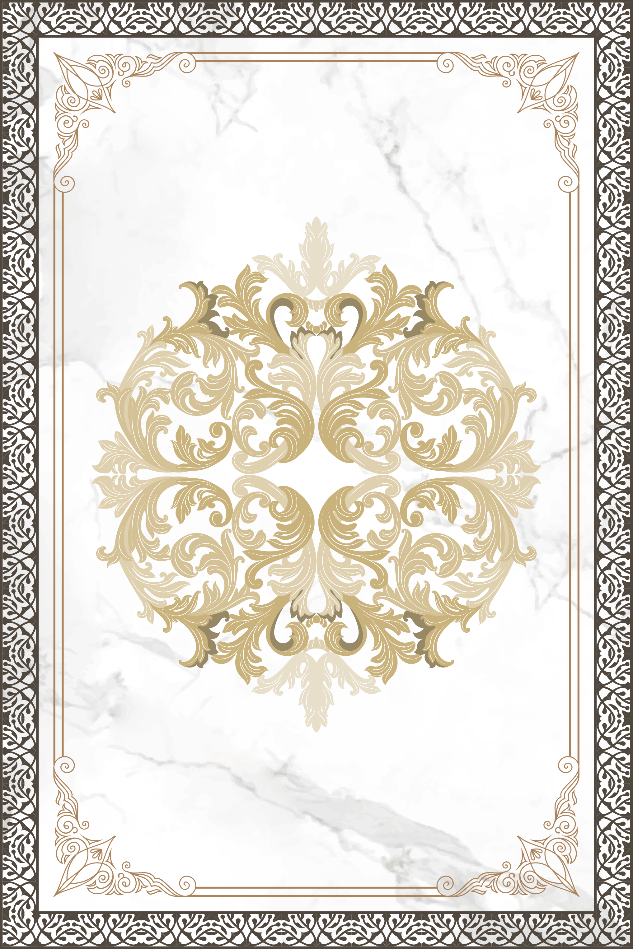 Elegant Gold Flourish marble vinyl rug - TenStickers