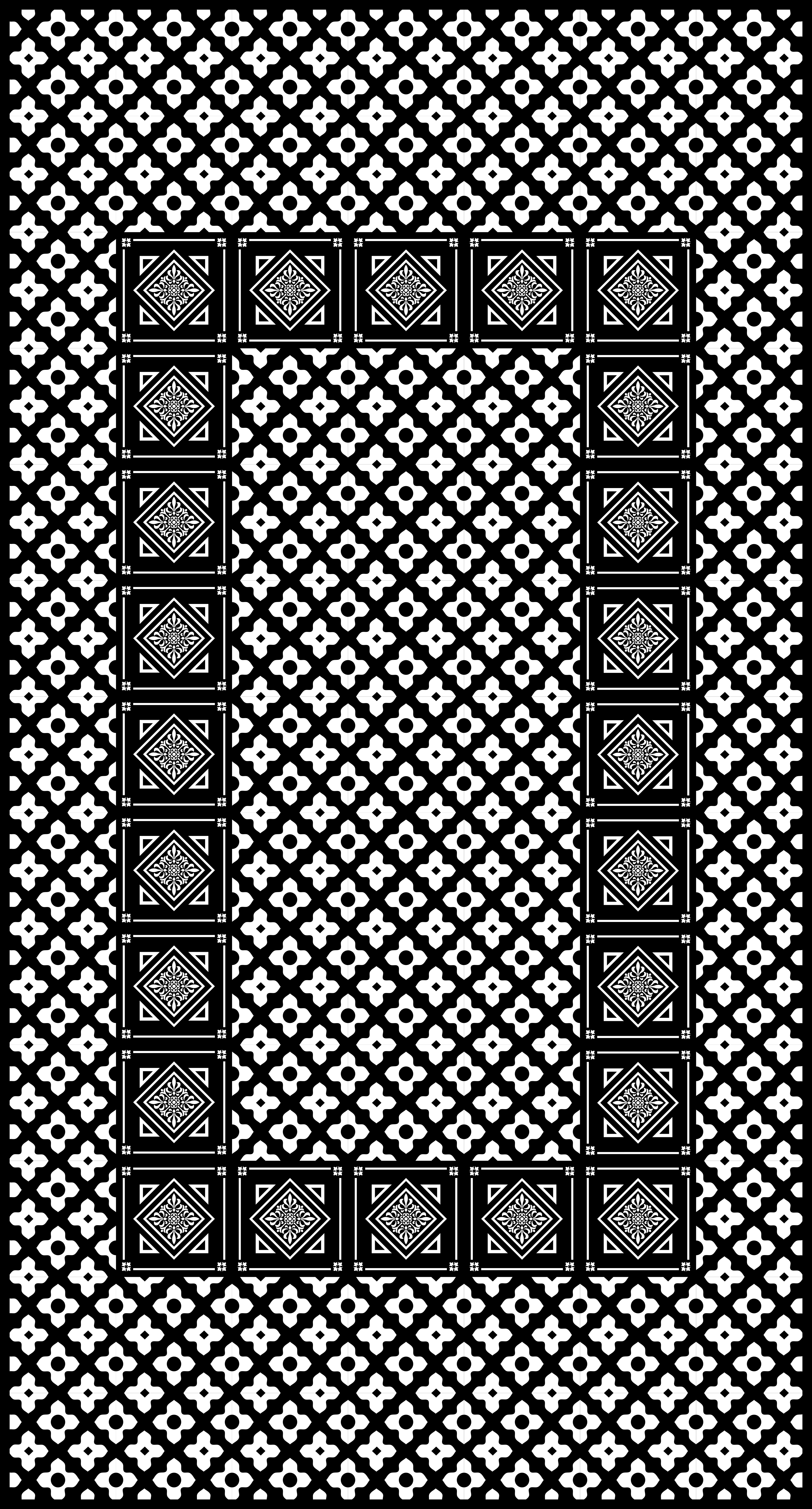 Black and white tiles vinyl kitchen mat - TenStickers