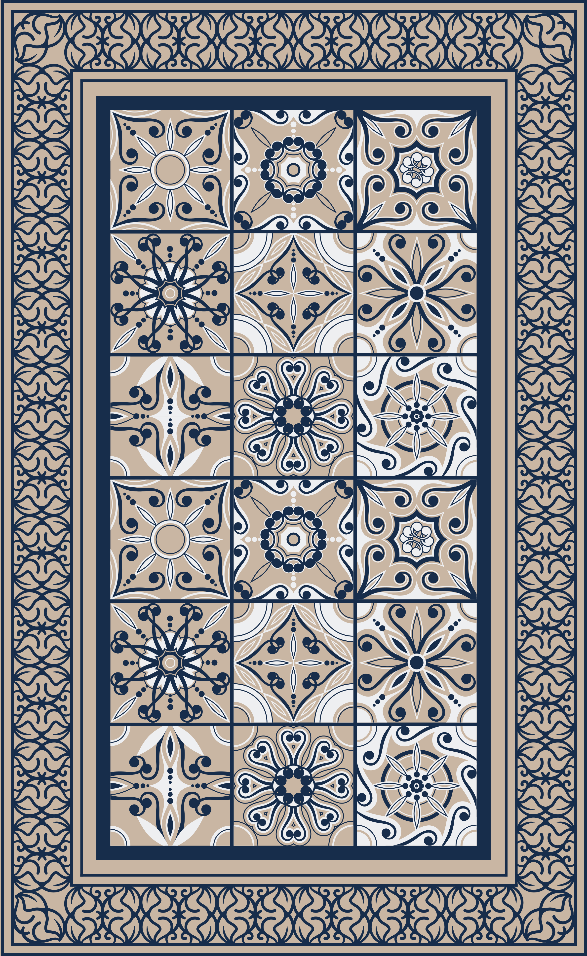 Brown vintage tiles kitchen vinyl rug - TenStickers