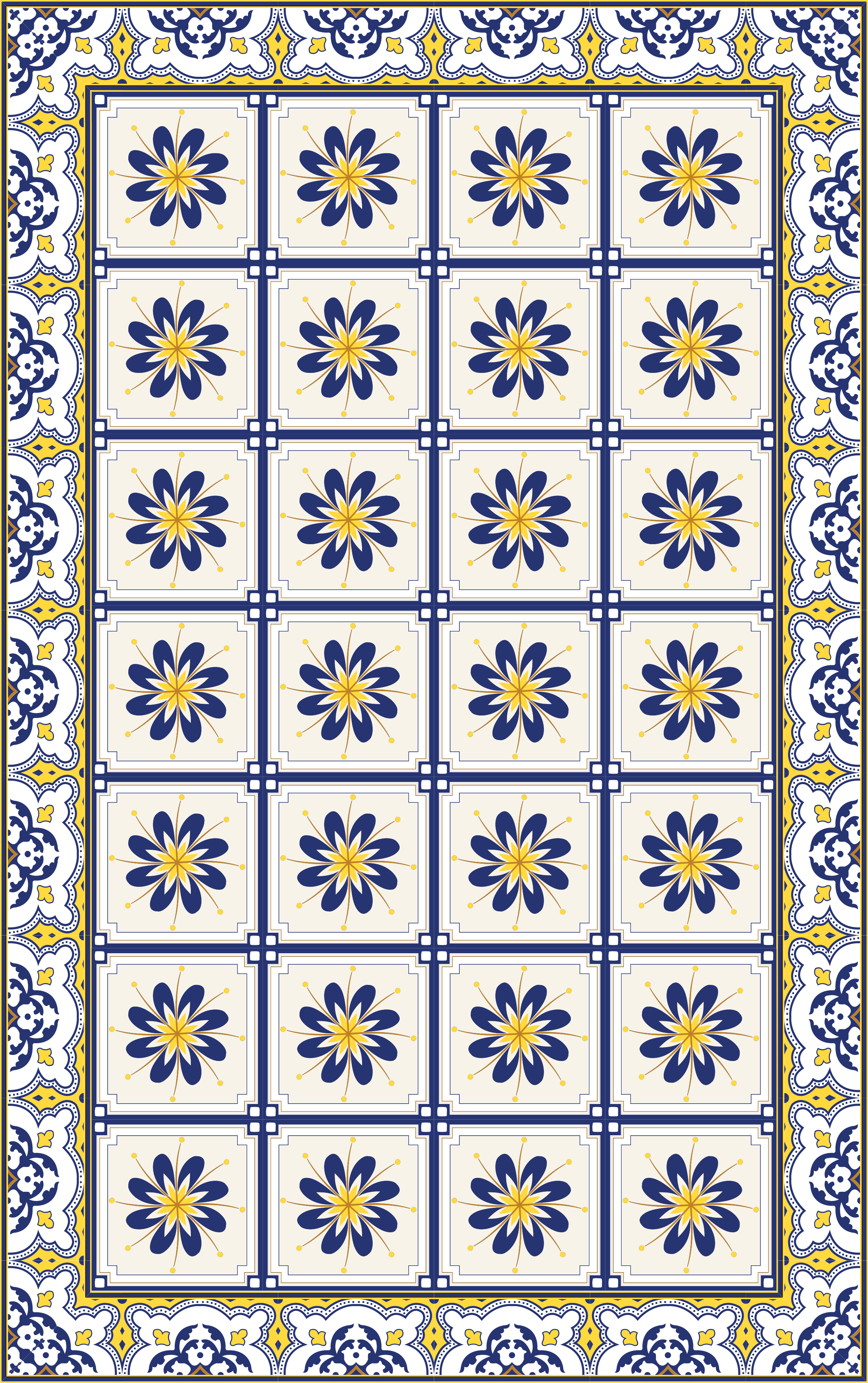 Vintage tiles kitchen vinyl rug - TenStickers