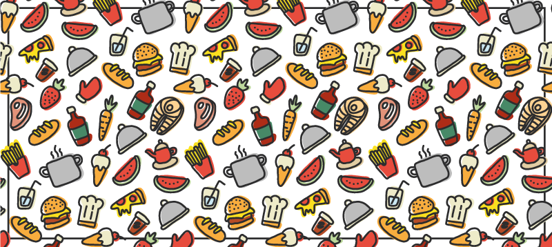 Food icon patterns kitchen vinyl rug - TenStickers