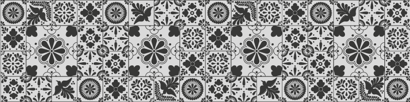Greyscale tiles kitchen vinyl rug - TenStickers