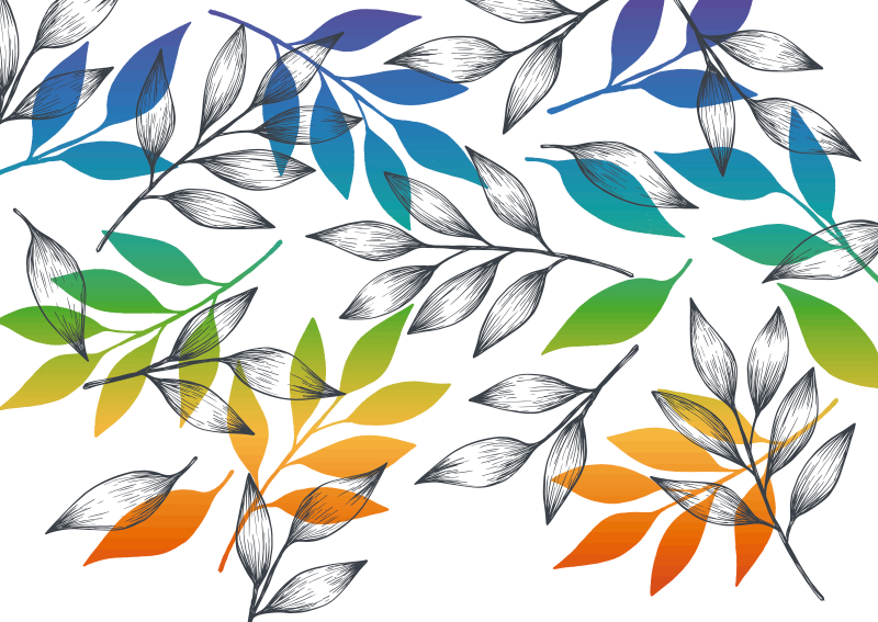 rainbow color leaves floral rug - TenStickers