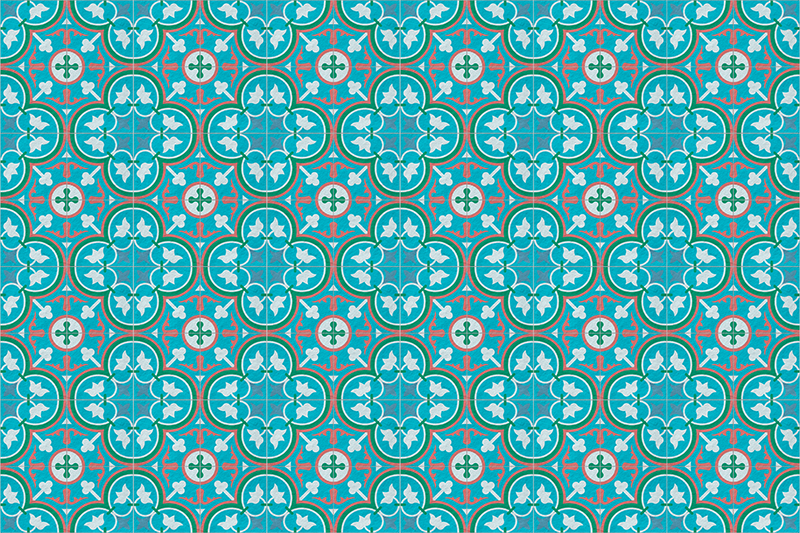 blue hydraulic tile vintage rug - TenStickers