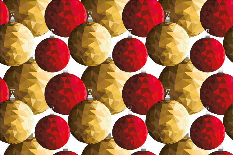 Golden and red polygonal balls Christmas rug - TenStickers