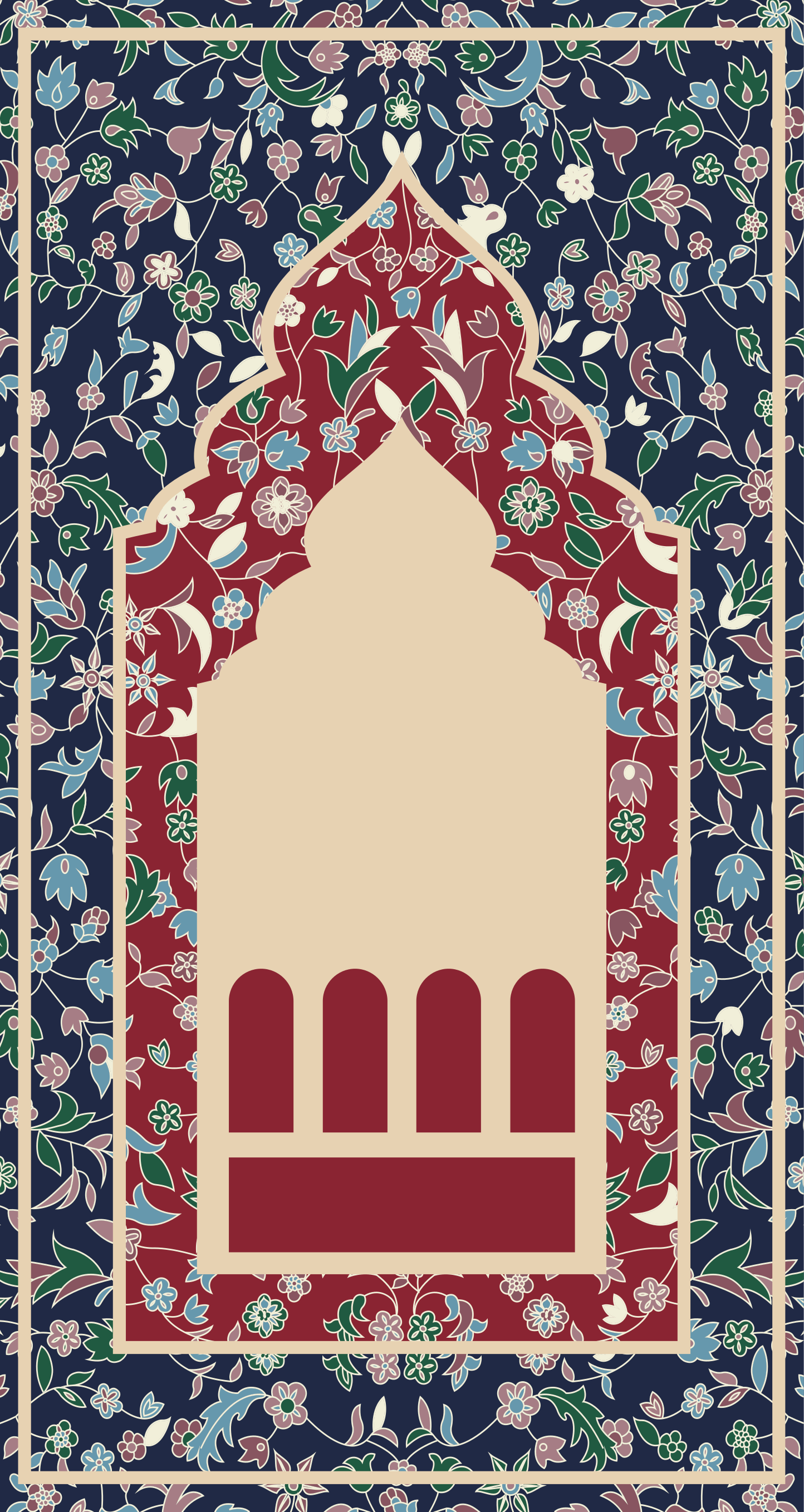 Flower pattern Persian style rectangular rug - TenStickers