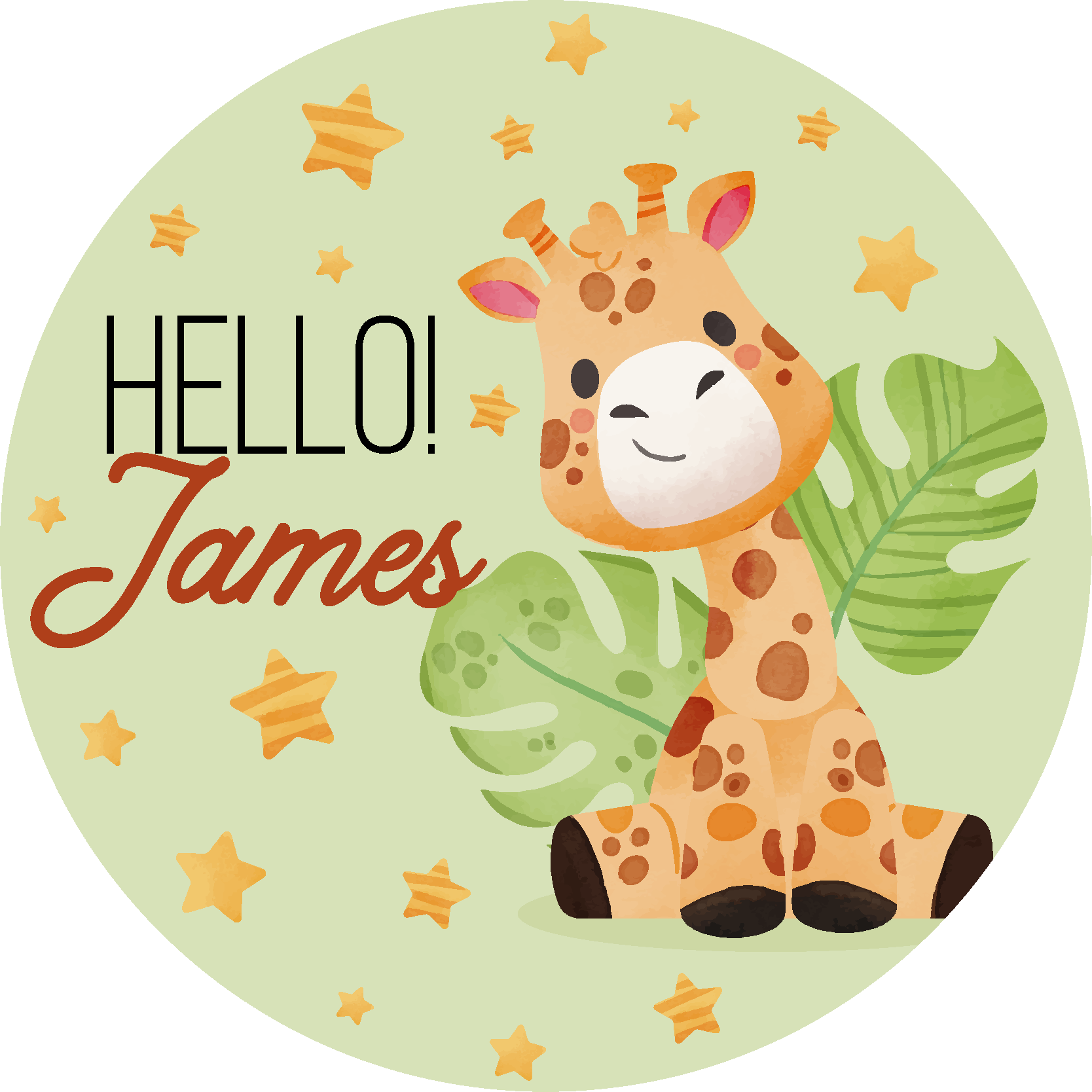 Giraffe Custom Name Animal Rug - TenStickers
