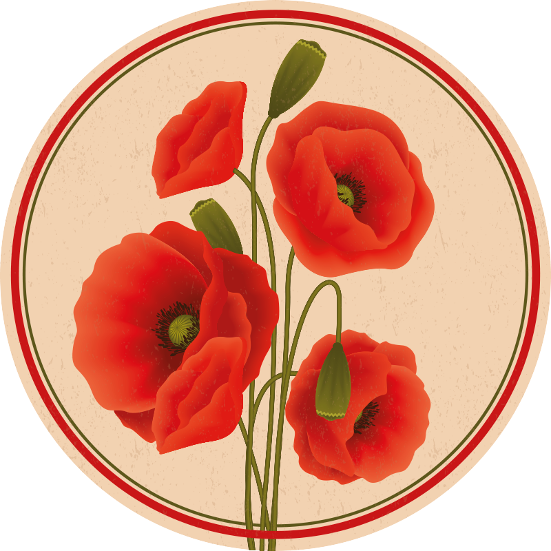 Red Poppies Pattern Floral Rug - TenStickers