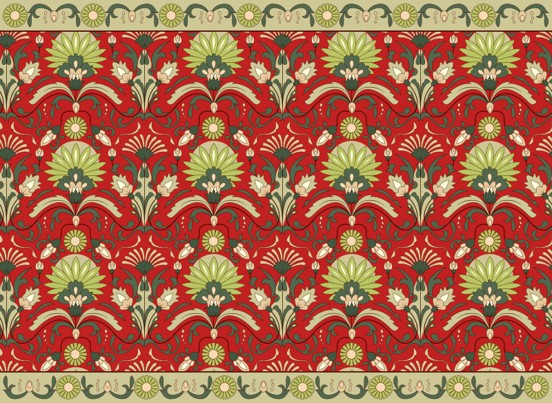 Traditional green design dining room vinyl rug - TenStickers