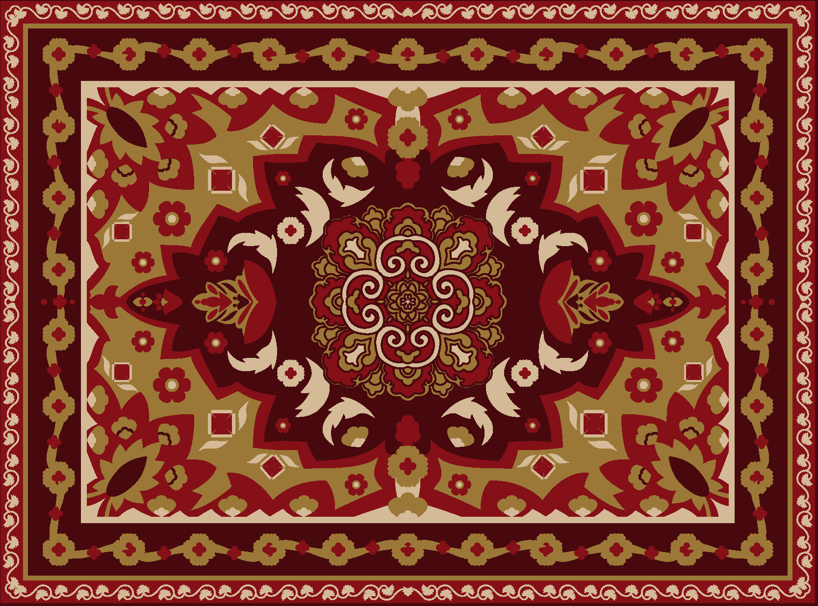 Floral geometric vintage design dining room vinyl rug - TenStickers