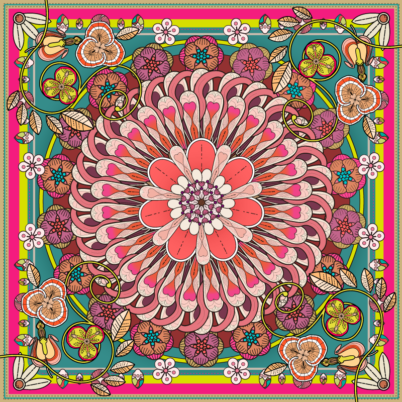 Mandala blossom mandala vinyl rug - TenStickers