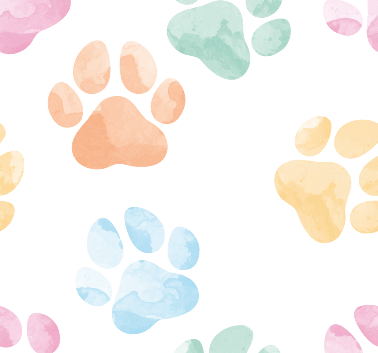 Pastel Paw Prints cute dog wallpaper - TenStickers
