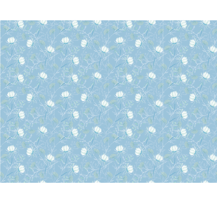 Blue pattern background flowers wallpaper - TenStickers