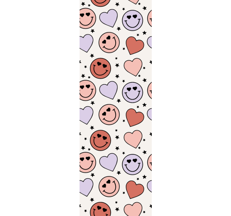 Smiley heart motif teenage bedroom wallpaper - TenStickers