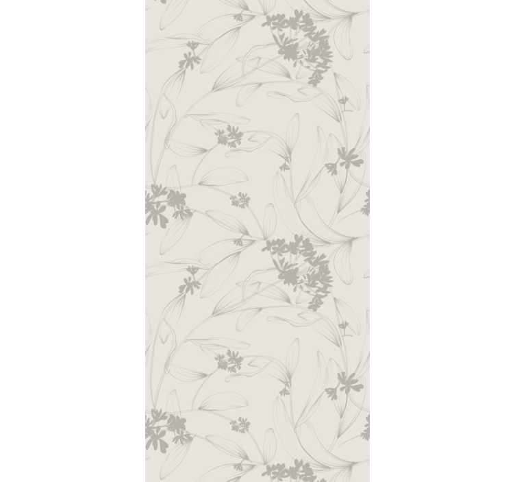 Beige outline pattern flowers wallpaper - TenStickers