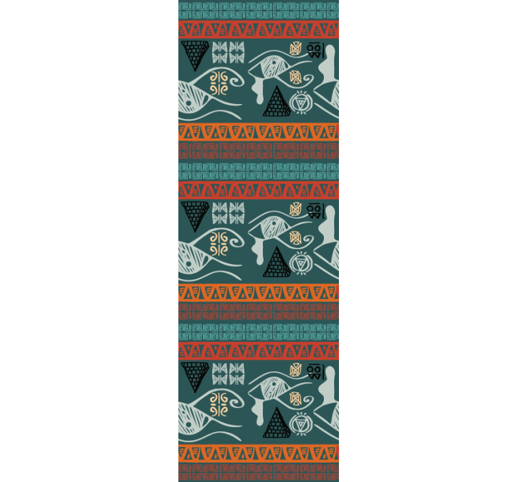 Coastal tribal geometry fishes wallpaper - TenStickers