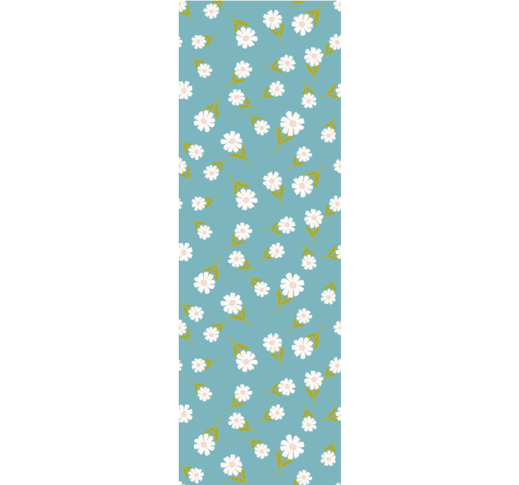 Turquoise daisy scatter flowers wallpaper - TenStickers