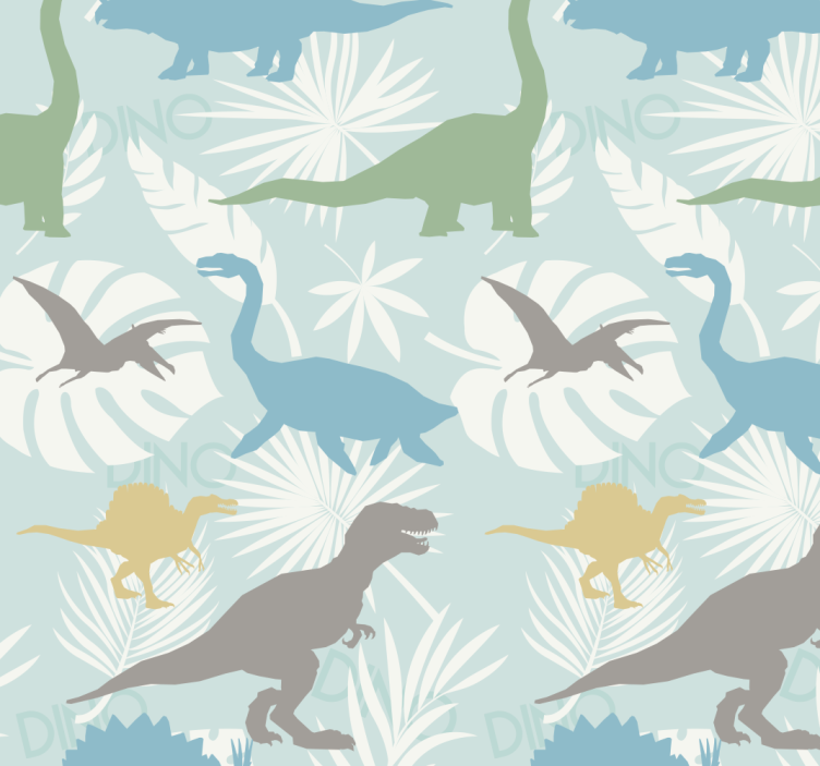 Pastel color pattern dinosaurs wallpaper - TenStickers