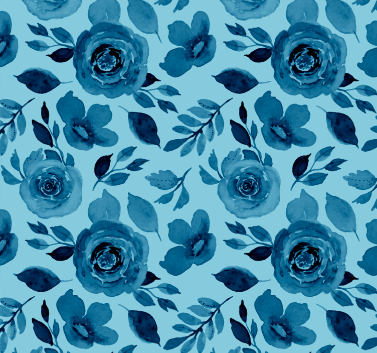 Blue flowers kitchen wallpaper - TenStickers