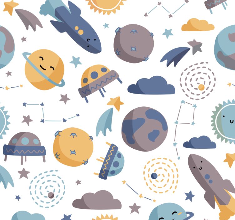 Space-themed nursery wallpaper - TenStickers