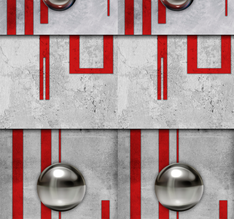 Concrete, red frames and white knobs Wallpaper - TenStickers