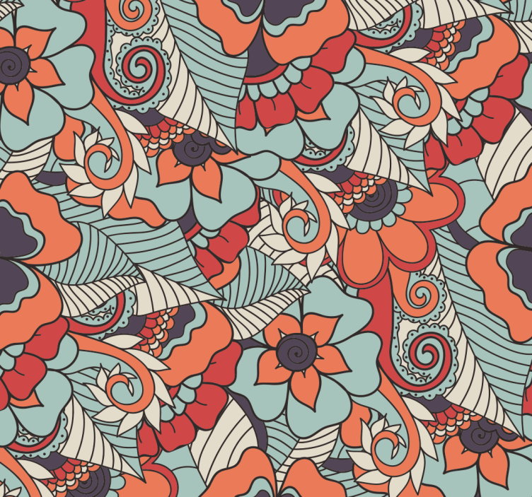 Vibrant pattern floral wallpaper - TenStickers